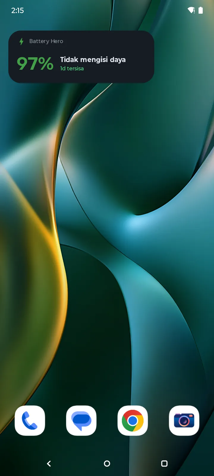 Widget Battery Hero di layar beranda Android menampilkan 97% dan waktu tersisa